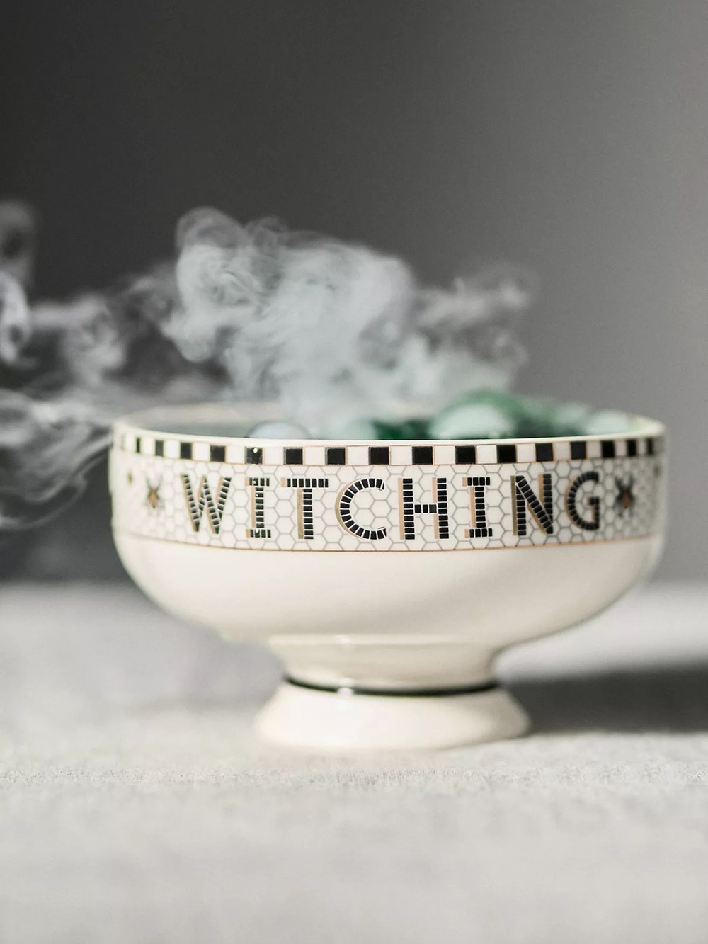 Anthropologie Bistro Tile Stoneware Nut Bowl: Halloween Edition Cat